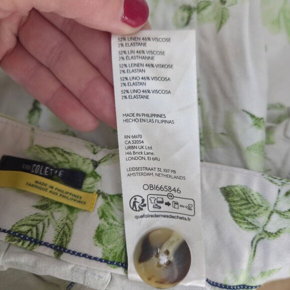Maeve Anthropologie The Colette Linen Blend Green Floral Trousers Pants 25 - Picture 9 of 9